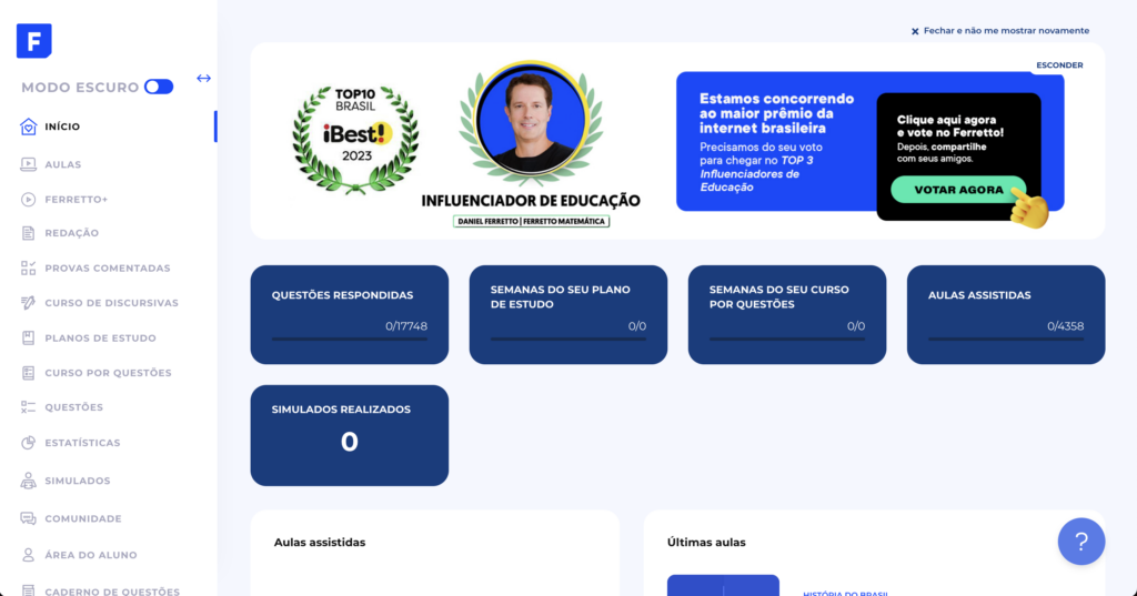 plataforma ferreto modo claro