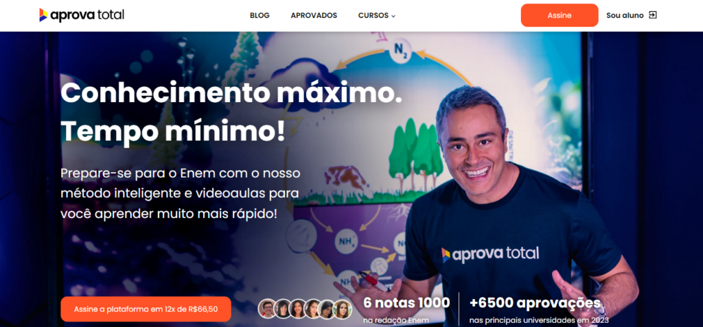 Home da plataforma Aprova Total