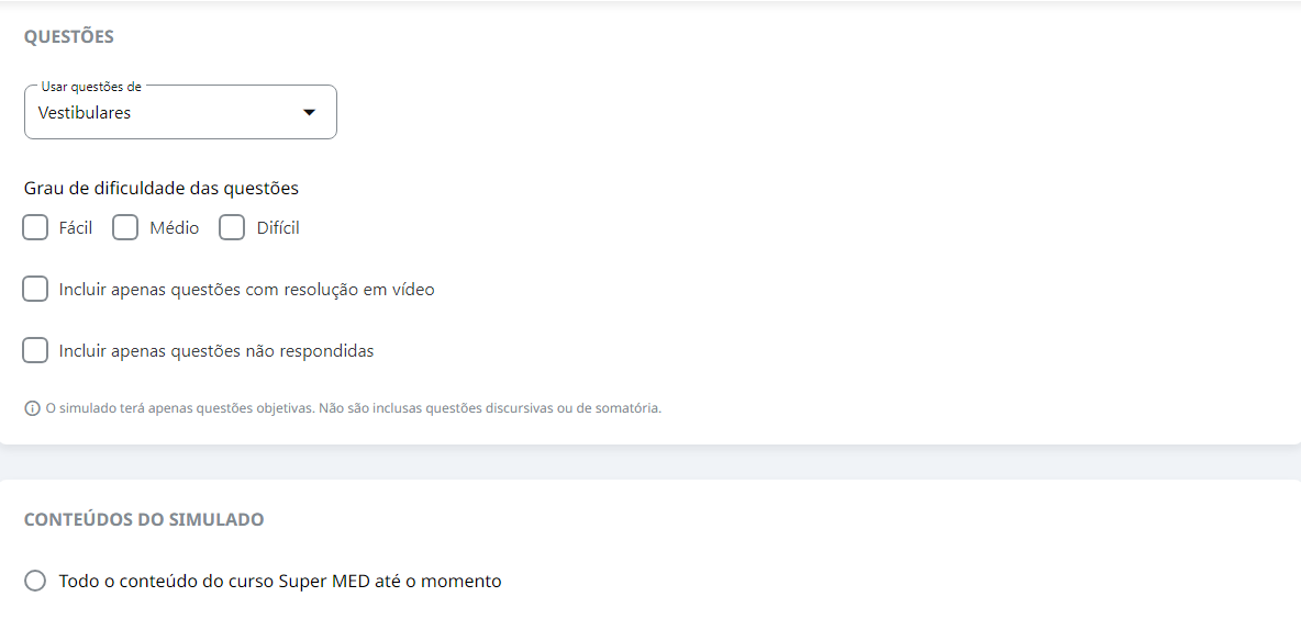 Simulador de provas do Aprova Total