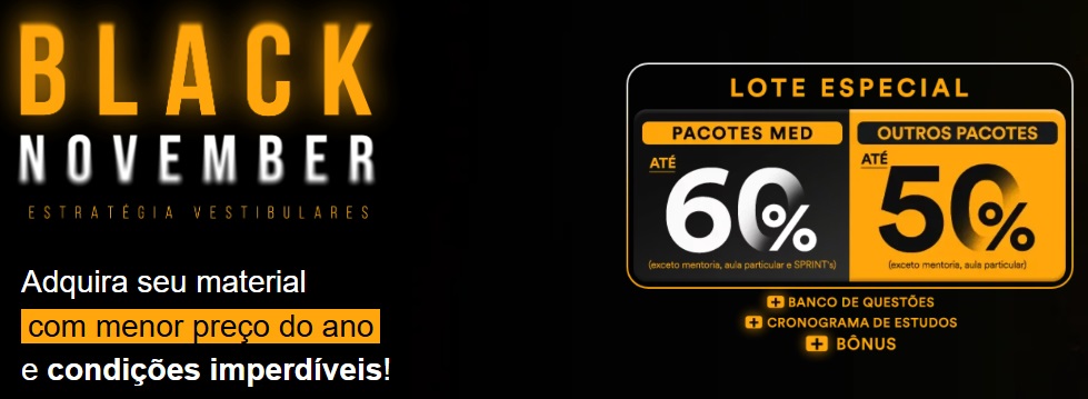Página de vendas da Black November do Estratégia Vestibulares
