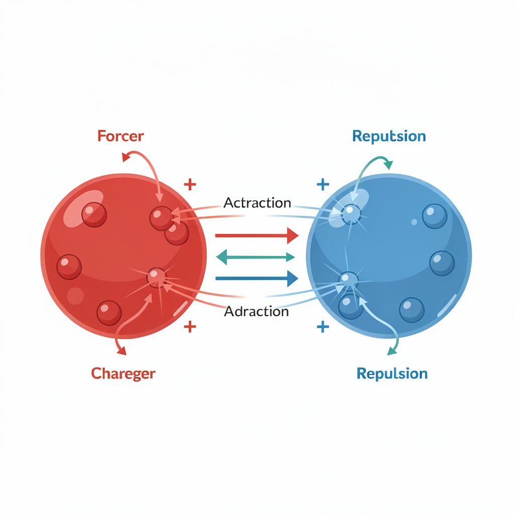 Ilustração científica da força de Coulomb