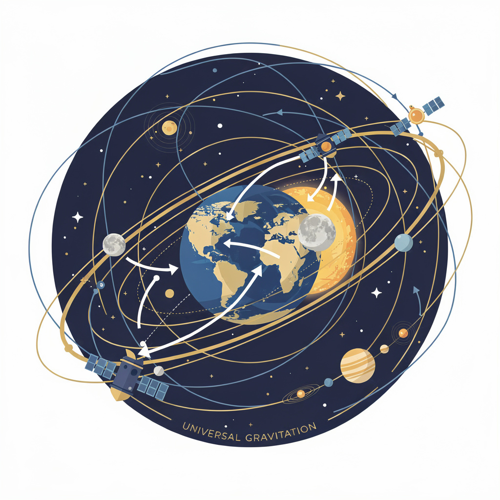 Ilustração científica de gravitação universal