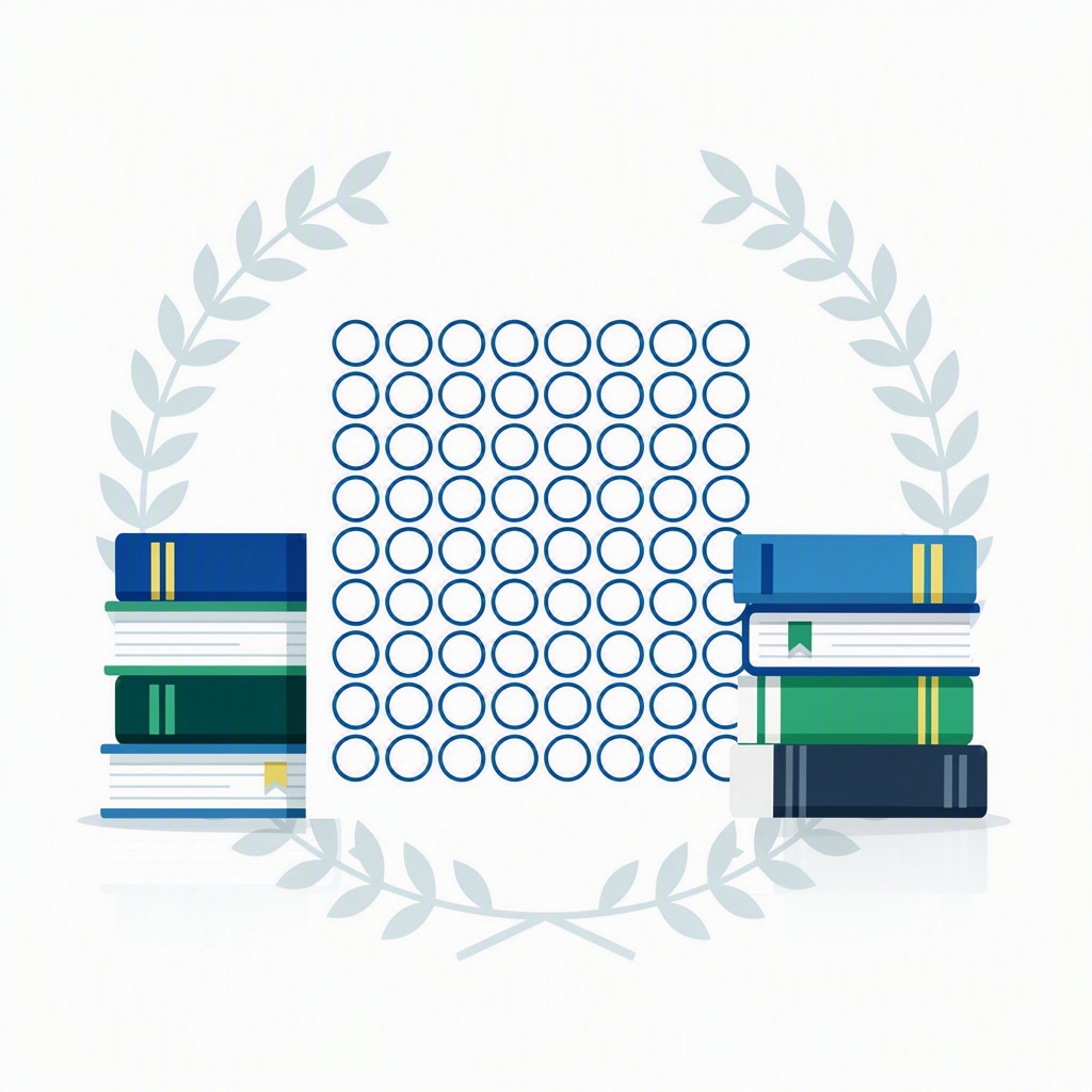 Ilustração abstrata sobre a Prova Nacional Docente 2026, com livros e cartão de respostas sem texto