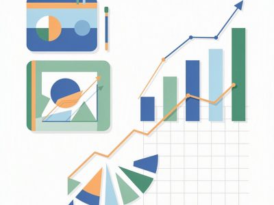 Ilustração abstrata sobre aprendizagem em Matemática no ensino médio, com gráficos e elementos educacionais sem texto.